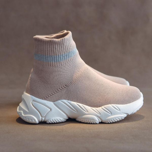 

boots 2021 children ankle boot kids knitted sock soft sole girl and boy wedges shoes sneakers casual, Black;grey