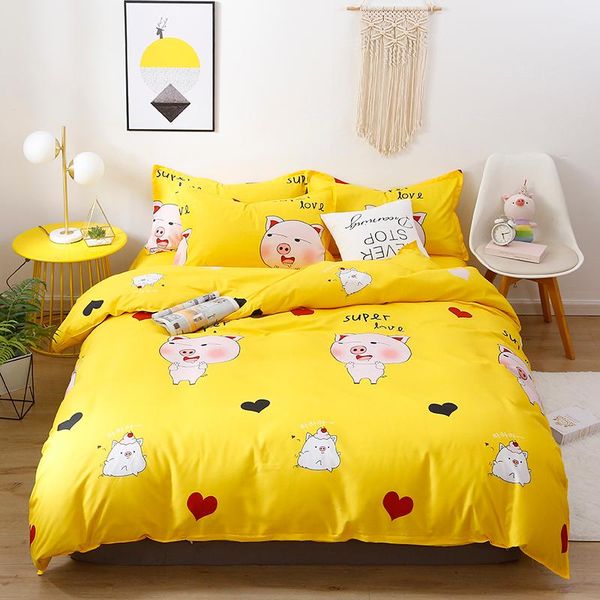 

bedding sets yellow lucky pig cartoon cute luxury comforter set fashion modern king  twin size bed linen duvet cover