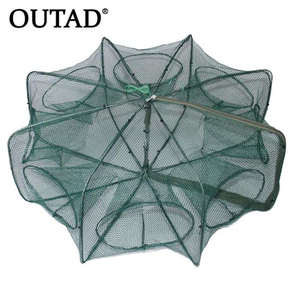 folded hexagon octagon 6/8/12 holes fishing shrimp automatic trap net fish minnow crab baits cast mesh 2021 accessories