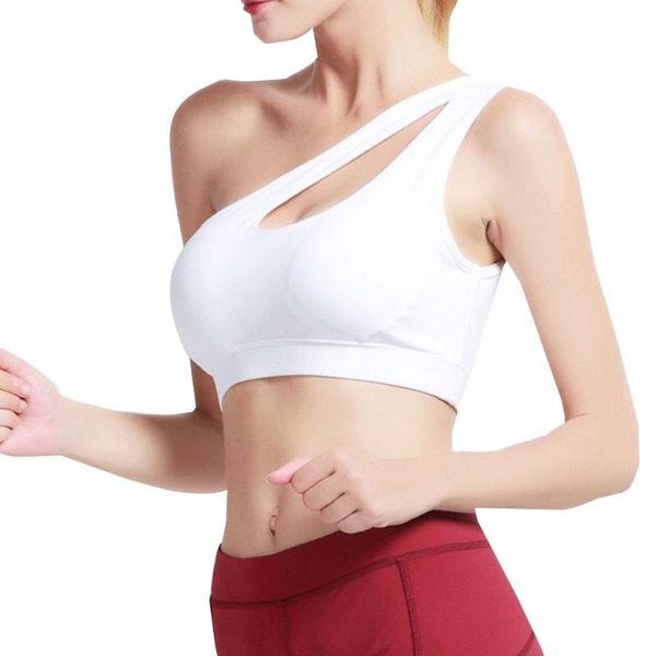

women one shoulder sports bra wirehollow out yoga bralette tank q22f outfit