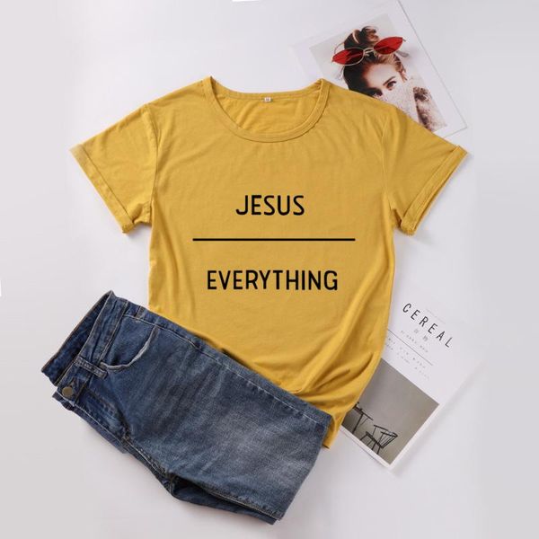 

women's t-shirt jesus everything cotton women plus size fashion graphic hurajuku female clothing o neck christian short sleeve tees, White