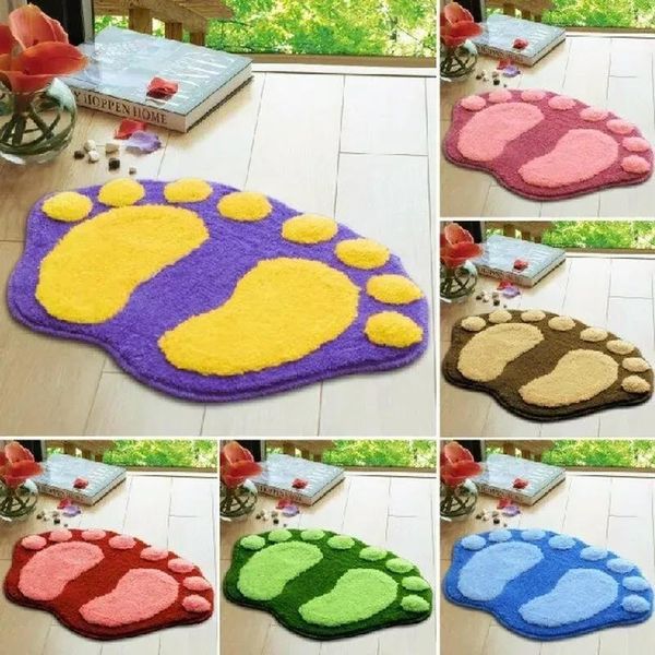 

cute footprints big feet bath mats pads cartoon style toilet non-slip rug for bathroom carpet floor