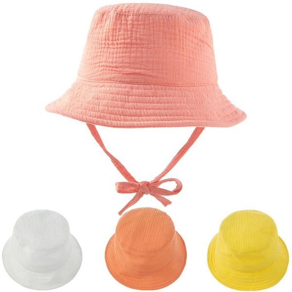

caps & hats 1-3 years fishing for toddler kids baby girls solid color summer panama children sun block cap fashion bucket hat, Yellow