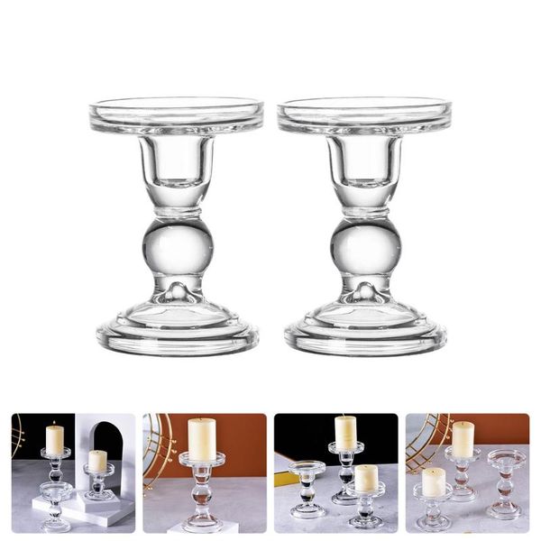 

candle holders 2pcs crystal clear candlestick european style glass stand decor