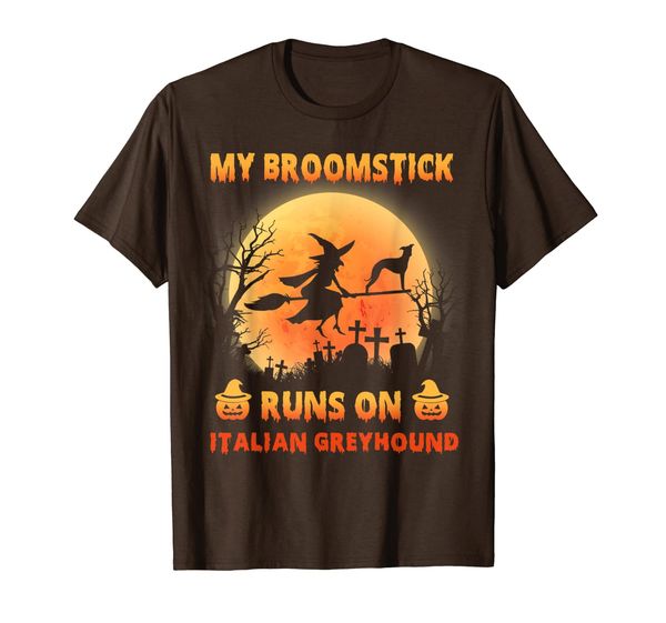 

my broomstick run on italian greyhound moon pumpkins t-shirt, White;black