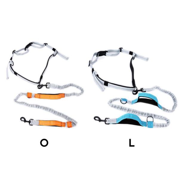 

reflective leash traction rope pet dog running belt elastic hands y jogging pull metal d-ring leashes x collars &