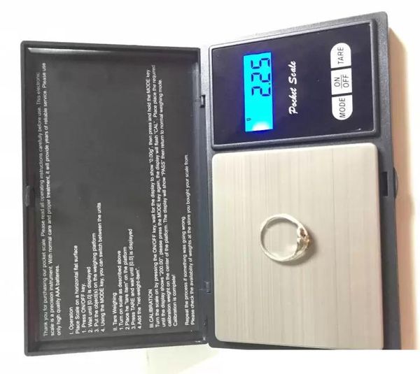 2022 Electronic Black Digital Pocket Scale 200G 0.01G 500g 0.01G 500G 0.1G Jóias Diamante Balance Equilíbrio Escalas LCD Display com pacote de varejo