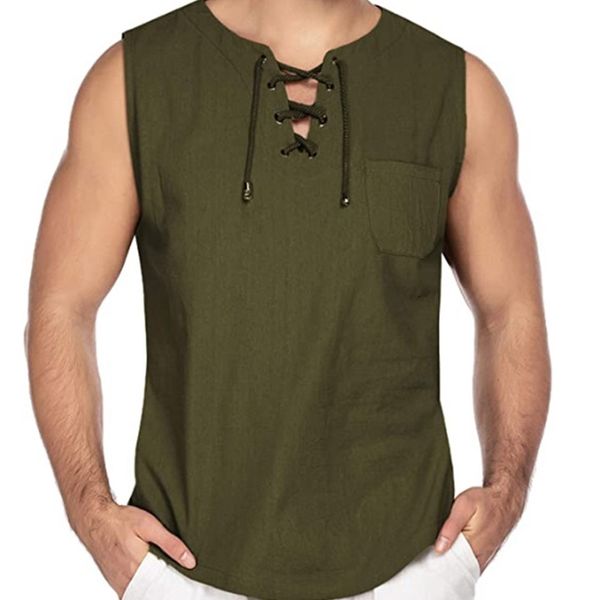

men's shirts 2021 ummer leevele lace up fahion army green cotton hemp hort leeve t-, White;black