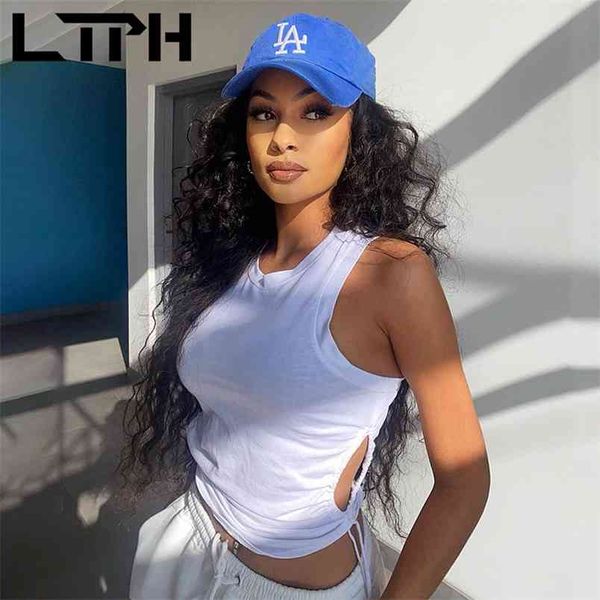 

ltph ins fashion streetwear women tanks crop seamless casual sleeveless hollow camisole spring summer 210423, Black;gray