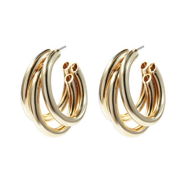 

simple metal texture multilayer semicircular earrings popular personalized