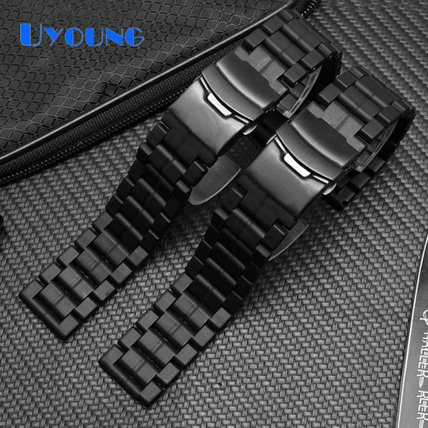 

watch bands 23mm stainless steel band for 3051 seaman with waterproof 22mm carbon fibre strap accessories replace, Black;brown