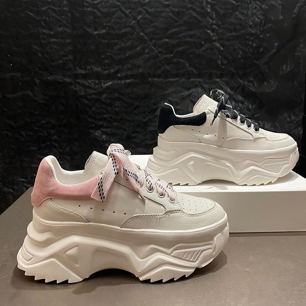 

spring luxury women white shoes fashion leather dad platform winter autumn high heeled ins casual sneakers lady pantshoes dress, Black