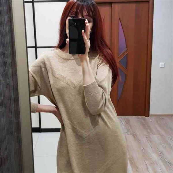 

gigogou oversized long knit women maxi sweater dress autumn winter pullover straight dresses casual highstreet midi dress, Black;gray