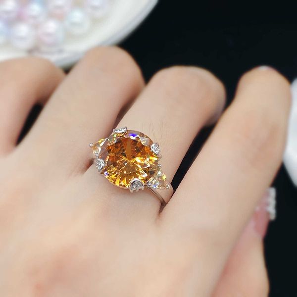 

net red live broadcast new product simulation champagne mossan diamond opening ring female living temperament fashion ring, Golden;silver