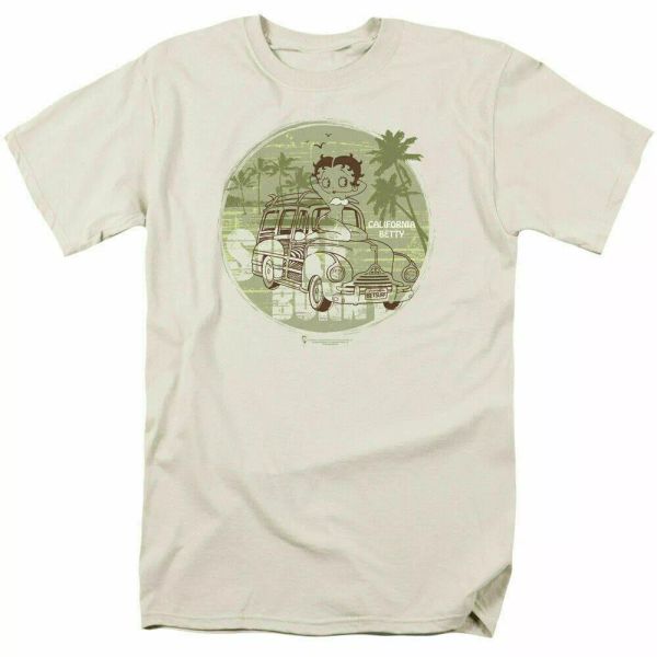 

betty boop california t shirt mens licensed cartoon merchandise classic tv cream, White;black