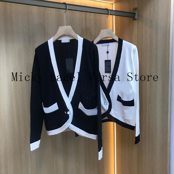 

women's knits & tees 2021 letter embroidery fashion temperament v-neck versatile loose single breasted long sleeve cardigan, White