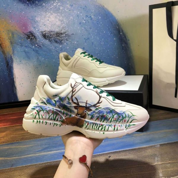 

2021 designer sneakers luxury casual shoes rhyton sneaker men and women thick-soled cushioned comfortable breathable fashion quality, Black