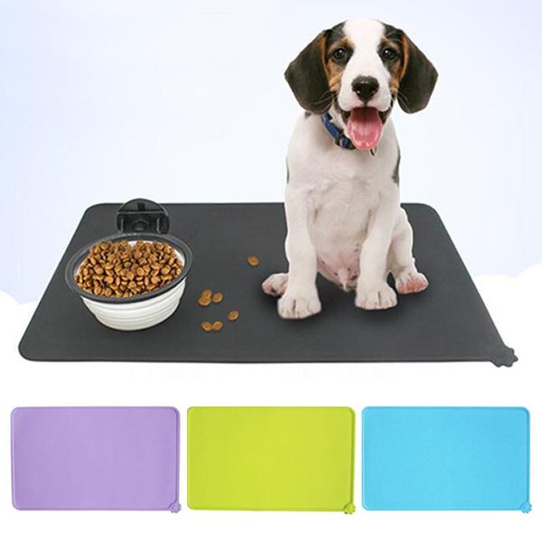 

waterproof silicone pad pet feeding bowl drinking pets puppy cat dog non slip placemat mat supplies 40*30cm kennels & pens