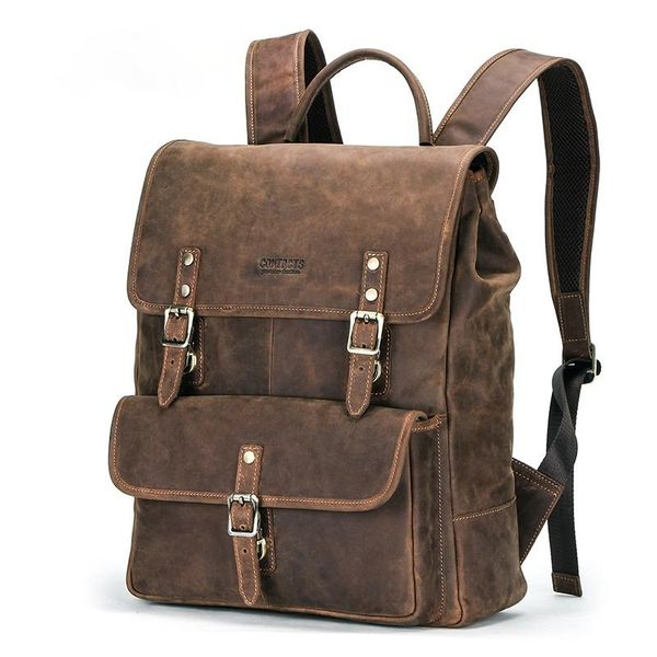 

backpack business 13.3 inch lapretro men's travel crazy horse leather genuine