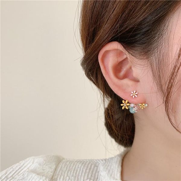 

dangle & chandelier mengjiqiao korean summer colorful crystal flower after hanging drop earrings for women ladies holiday pendientes jewelry, Silver