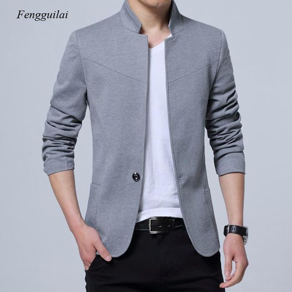 

men's jackets spring and autumn blazer jacket large size stand collar slim casual black, Black;brown