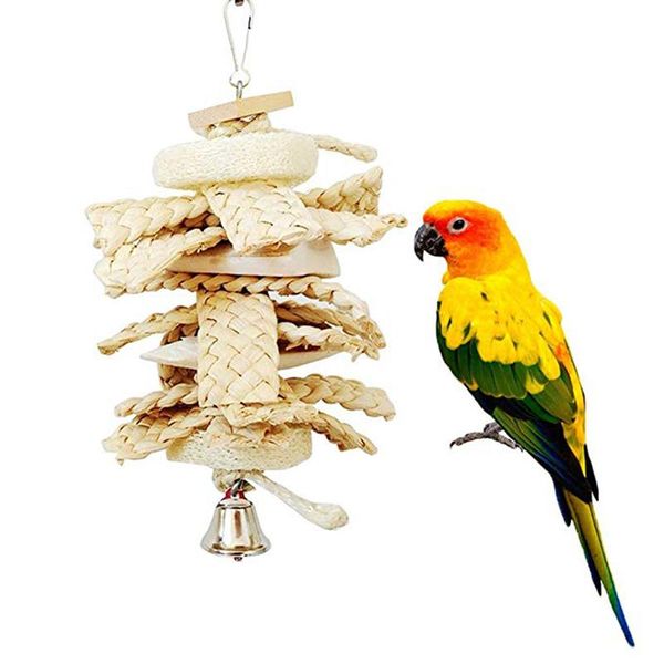 

other bird supplies parrot toy with natural wooden grass chewing bite hanging cage swing climb chew pet stand training accessories