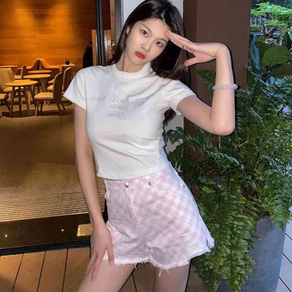 

dawangjia 2021 new denim shorts with gradient plaid, White;black