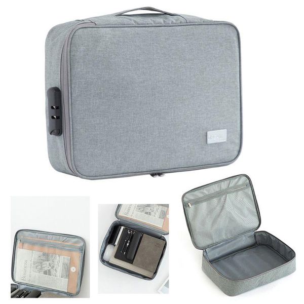 

document ticket storage bag multi compartments lock design certificates files organizer travel pouch home office trip duffel bags