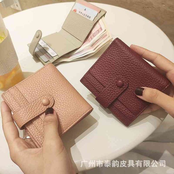

first layer cowhide wallet card integrated ultra-thin mini simple zipper change bag lovely korean leather, Red;black