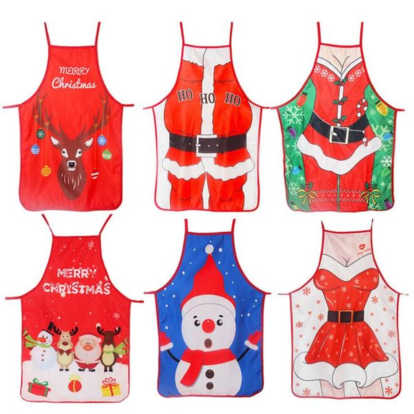 

aprons creative christmas apron santa claus elk snowman pattern pinafore xmas party decoration kitchen supplies cleaning tool year