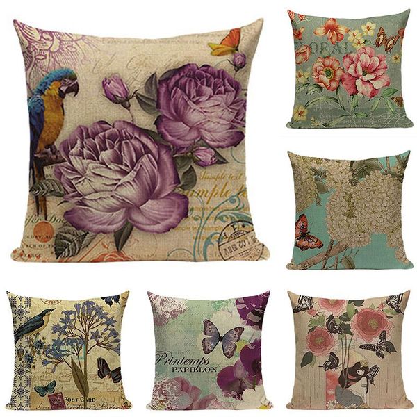 

cushion/decorative pillow fashion cotton linen plant flowers grass decorative throw custombird floral butterfly cushion cove