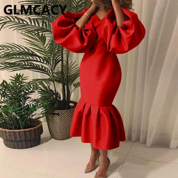 

women puff sleeve bodycon elegant dress evening party midi robes casual dresses, Black;gray