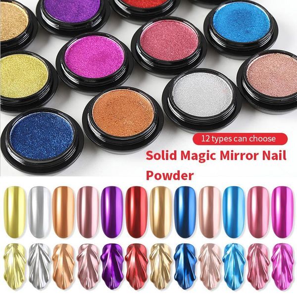 

no float powder solid nail mirror glitter chrome metal art decoration pigment metallic effect nails tips dust1, Silver;gold