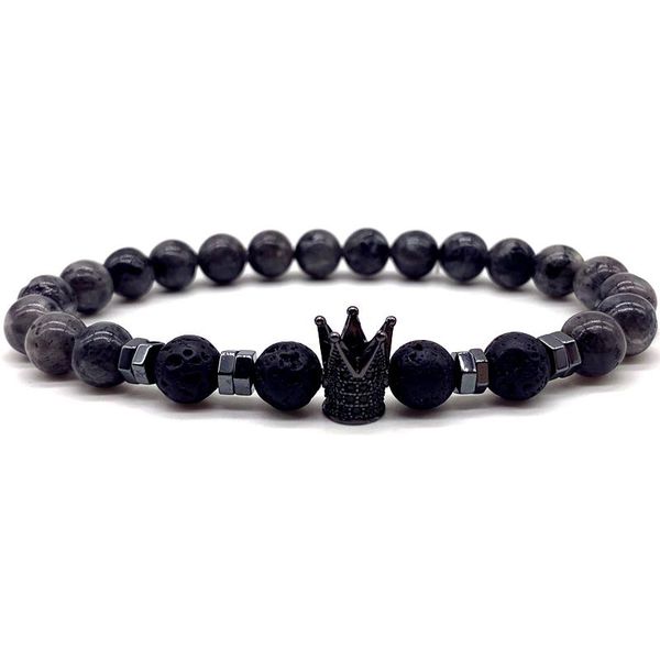 

charm bracelets crown men bracelet 2021 classic hematite mix natural stone strand bead for jewelry gift, Golden;silver