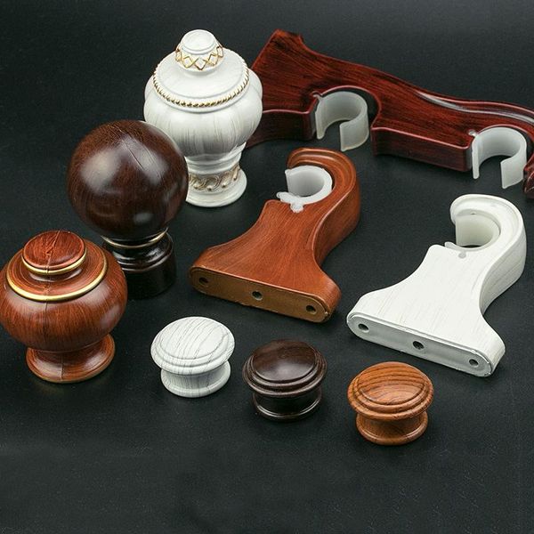 

hooks & rails 2pcs thick wood grain curtain roman rod bracket fixed base single and double side mounted decorative head sealing