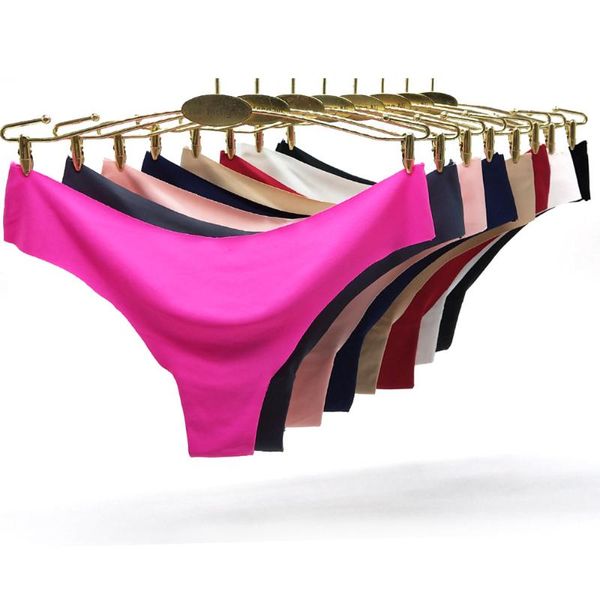 

women's panties 5pcs lot seamless underwear women ladies lingerie ice silk one-piece low-waist underpants soft briefs set 87393, Black;pink