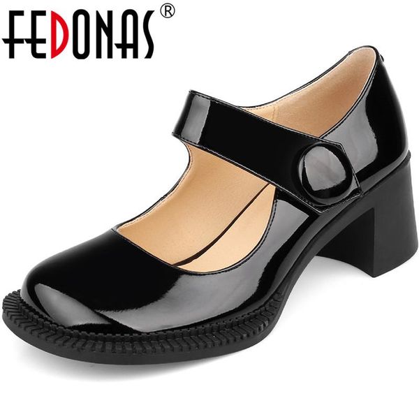

dress shoes fedonas mary janes concise women's summer autumn round toe thick high heels pumps platforms working casual woman, Black