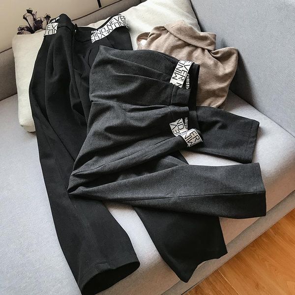 

women's pants & capris black suit woman high waist sashes pockets office ladies fashion middle aged solid, Black;white