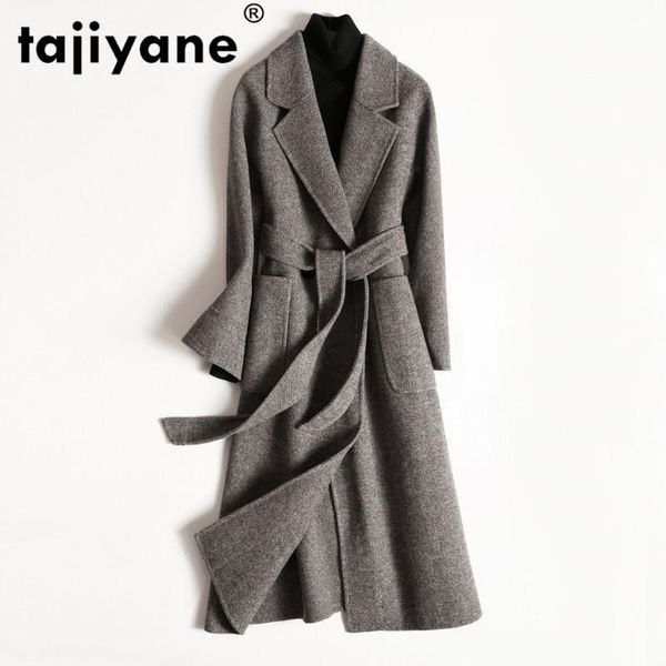 

women's wool & blends long coat spring autumn jacket women clothes 2021 korean vintage jackets and coats abrigo mujer outwear xr1810 zt, Black