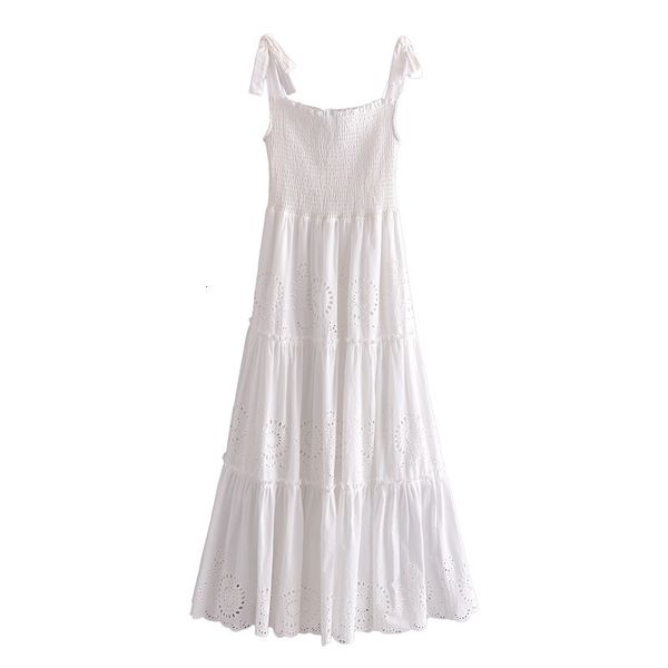 

casual dresses women summer bohemian beach maxi es 2021 spring cotton hollow out embroidery spaghetti strap holiday party evening, Black;gray