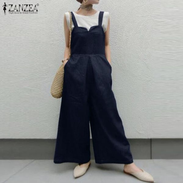 

women's jumpsuits & rompers women's stylish summer wide leg overalls women casual female elegant work playsuits solid suspenders p, Black;white