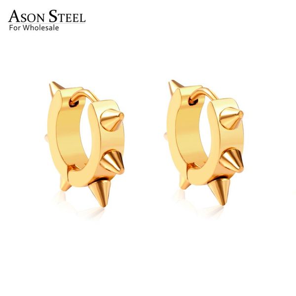 

hoop & huggie asonsteel 316l stainless steel hip-hop earrings punk for women men fashion jewelry accessories gift, Golden;silver