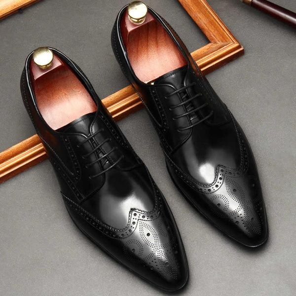 

dress shoes black brown men oxford real genuine leather custom fashion office wedding formal party brogue