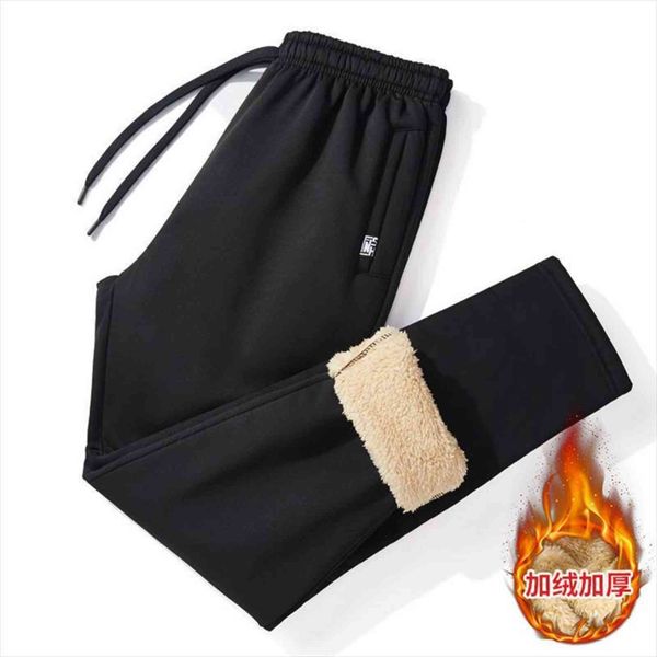 

autumn fleece jogger sports women pants loose straight male winter warm velvet sweatpants harem tracksuit plus size 5xl, Black