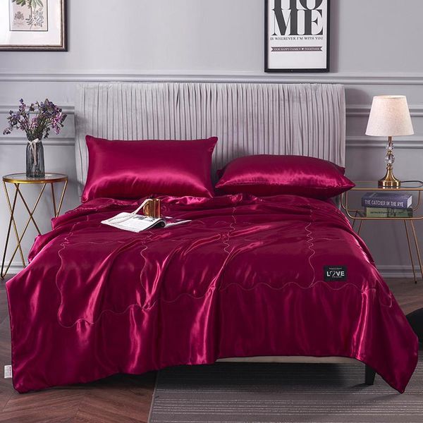 

bedding sets luxury summer washable ice soft silk comforter 2021 satin blanket quilt duvet air conditioning