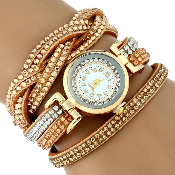 

wristwatches gnova platinum fashion casual quartz women rhinestone watch braided crystal bracelet wristwatch relogio feminino a480, Slivery;brown