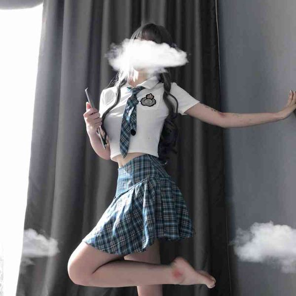 

lingerie women' uniform seductive pure and lovely split student size sailor suit, Red;black