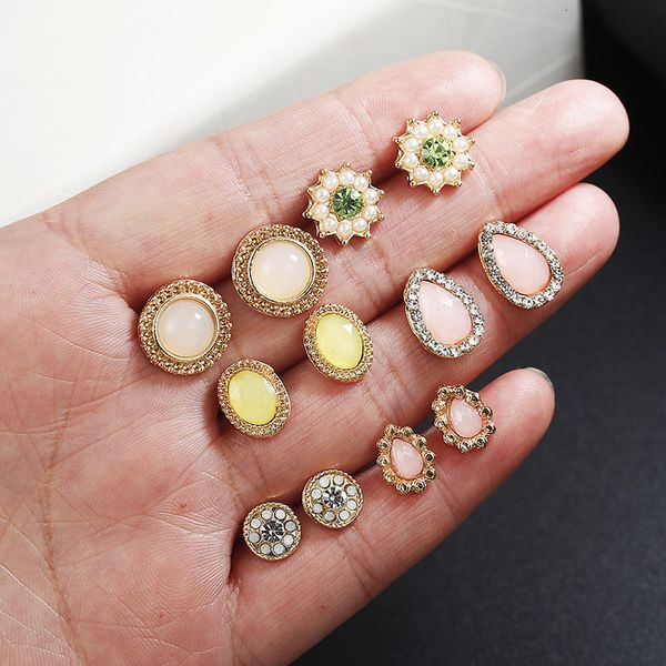 

studs earrings popular ear accessories fashitrendy 6 pairs of set rings, Golden;silver