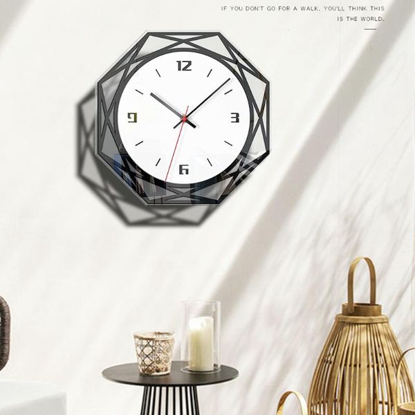 

wall clocks 1pc polygonal clock ultra-silent living room bedroom office decorative acrylic home hanging decorations