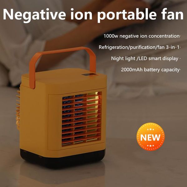 

negative ion portable fan usb rechargeable mini desk third wind led smart display air cooler cooling fans electric